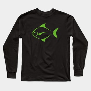 green piranha fish Long Sleeve T-Shirt